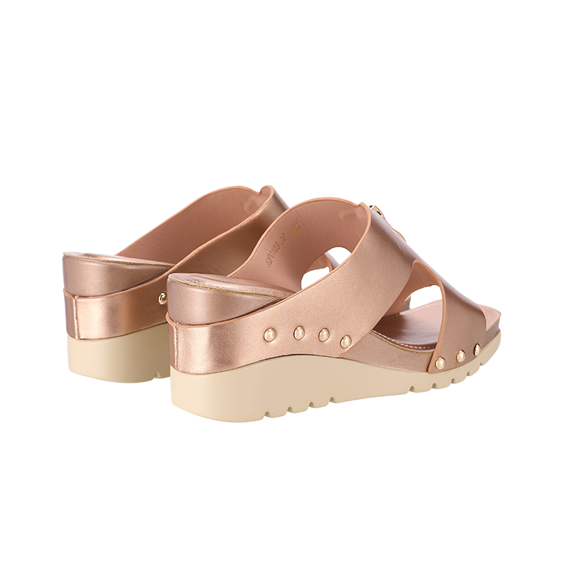 AMP0103 Front Zip Wedge Heel Sandals