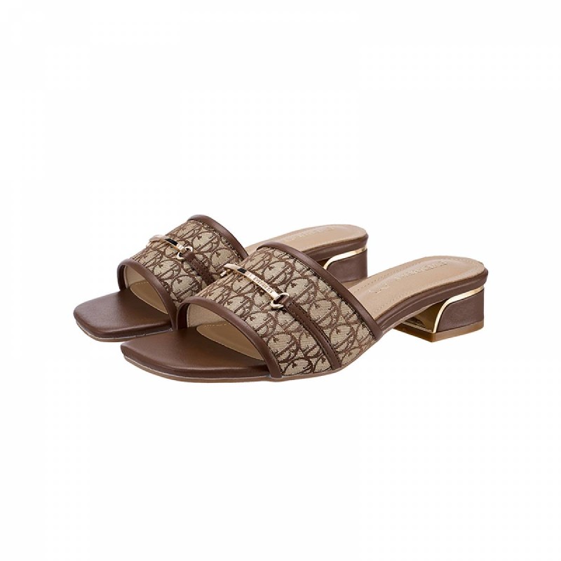 LY8047 Monogram Buckle Slip on Sandals